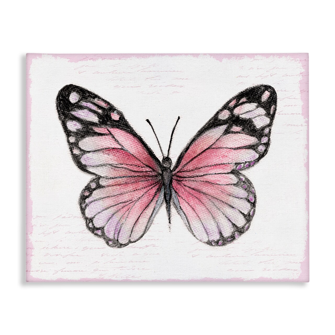 Stupell Industries Pink Monarch Butterfly Canvas By Janet Tava